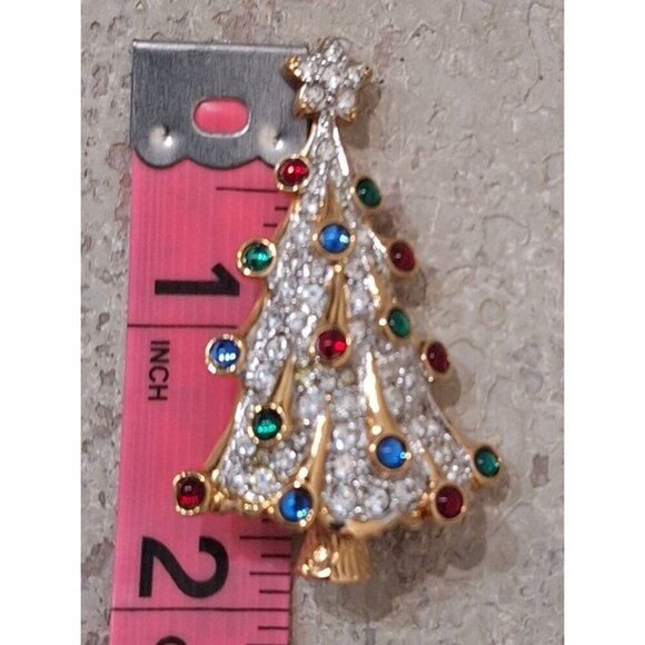 Retired Rare Swarovski Pave Crystal Christmas Tree Pin/Brooch-"Swan" Signed on B - Picture 8 of 8